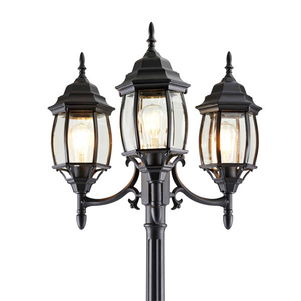 technology-Nobela Outdoor Lamp Post / Street Light Waterproof Three-Head Up Facing - 7 Ft - Black