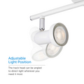Close up on Summerhill Track Lighting head and its different adjustable light positions