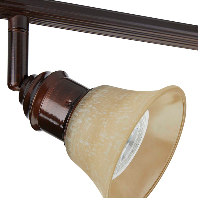 Close up on the head of the Stratford Track Lighting, angled to the right.