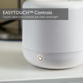 Small humidifier control panel closeup -Power button illuminated
