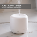 mist rising from the Small ultrasonic humidifier sitting on a marble counter
