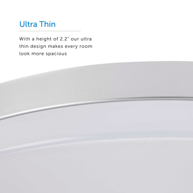LED Flush Mount Ceiling Light Ultra-Thin Design And Dimmable - 13" Width - Brushed Nickel