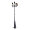 Black outdoor 3 headed lamp post