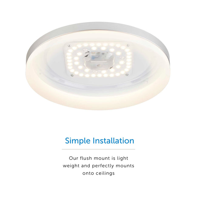 LED Flush Mount Ceiling Light Ultra-Thin Design And Dimmable - 13" Width - Brushed Nickel