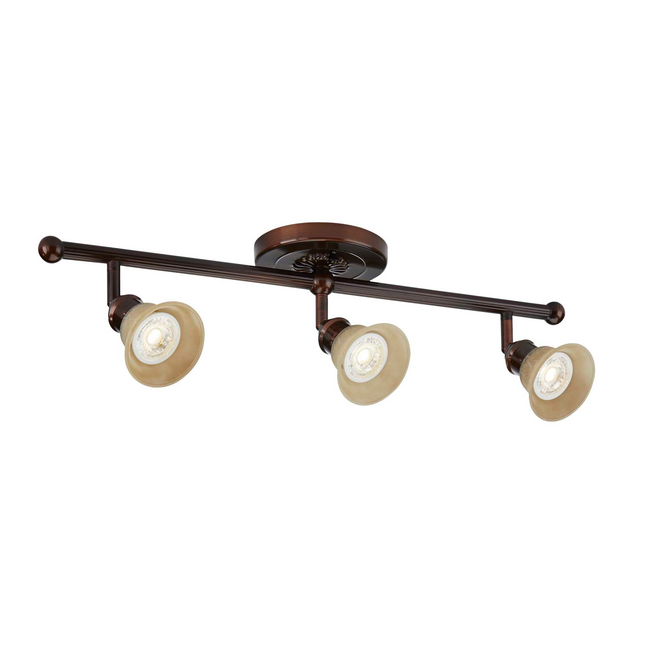 Stratford Track Lighting Kit Adjustable Ceiling Fixture - 3-Light - Cream & Oil Rubbed Bronze