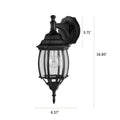 Nobela Outdoor Wall Lantern / Sconce Waterproof Down-Facing Light - Black with dimensions of 16.85" x 6.57"