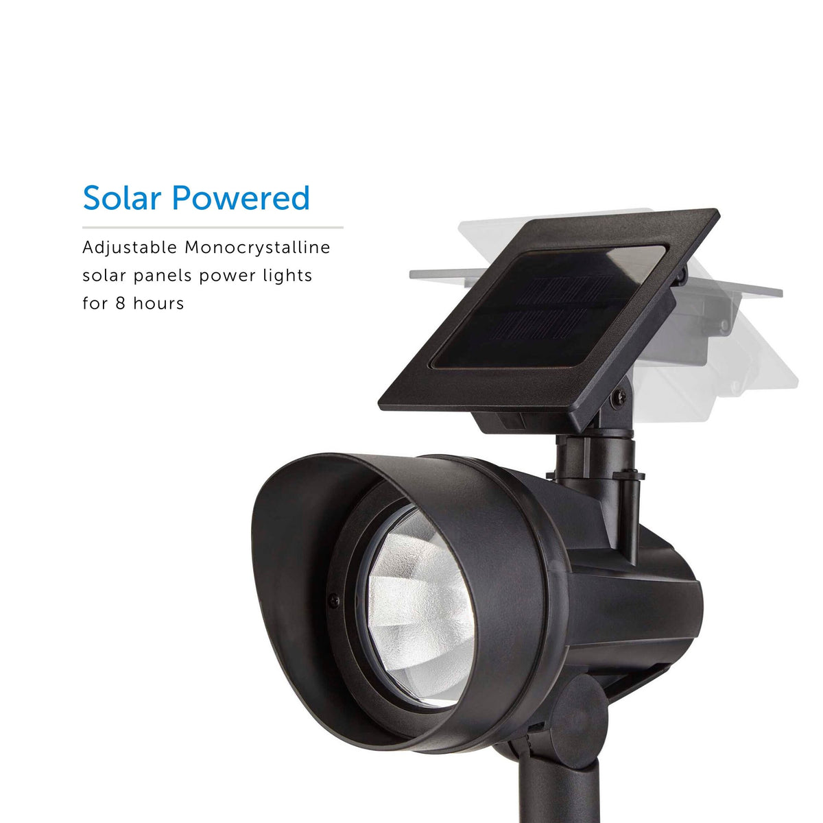 Solar Spot Light Adjustable LED Bulbs Automatic On Off Black