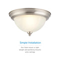 Flush Mount Ceiling Light With White Alabaster Shade - 12" Width - Brushed Nickel