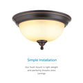 Flush Mount Ceiling Light With Amber Glass Shade - 13" Width - Oil Rubbed Bronze