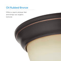 Flush Mount Ceiling Light With Amber Glass Shade - 13" Width - Oil Rubbed Bronze