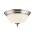 Flush Mount Ceiling Light With Frosted Glass Shade - 13" Width - Brushed Nickel