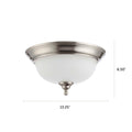 Flush Mount Ceiling Light With Frosted Glass Shade - 13" Width - Brushed Nickel