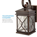 Paisly Outdoor Wall Lantern on a white background angled to the left displaying the bulb inside