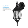 Close up of the Black Nobela lantern and a call out for Simple DIY Installation