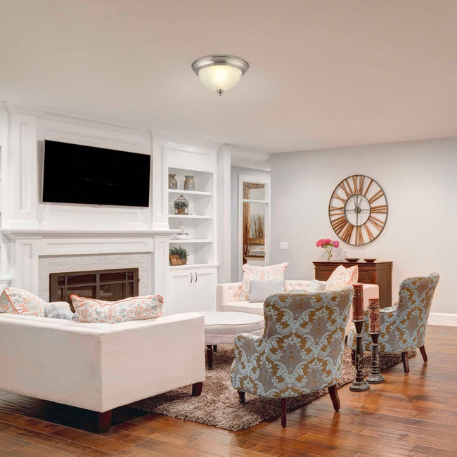 technology-Flush Mount Ceiling Light With White Alabaster Shade - 12