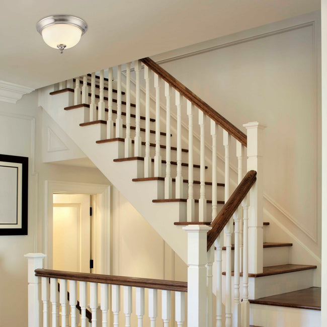 technology-Flush Mount Ceiling Light With Frosted Glass Shade - 13