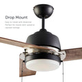 Ciara Ceiling Fan with Light - 3 Blades - Bleach Maple as a drop mount