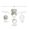 LED Rex Ceiling Fan Dimmable Light - 3 Blades - Silver feature callouts on finish, shade and blades