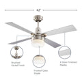 Leon Ceiling Fan with Dimmable Light - 4 Blade - Silver & Nickel feature call-outs on finish, shade and blades