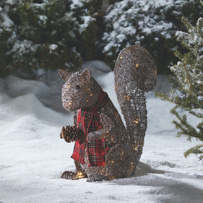 technology-Frosted Squirrel Pre-Lit Christmas Lawn Décor