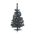 NOMA 3 Ft Black Table Top Tree with Warm White Lights on White Background