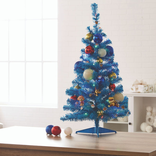 technology-Blue Table Top 3-Ft Christmas Tree - White/Multi-Color LED Lights