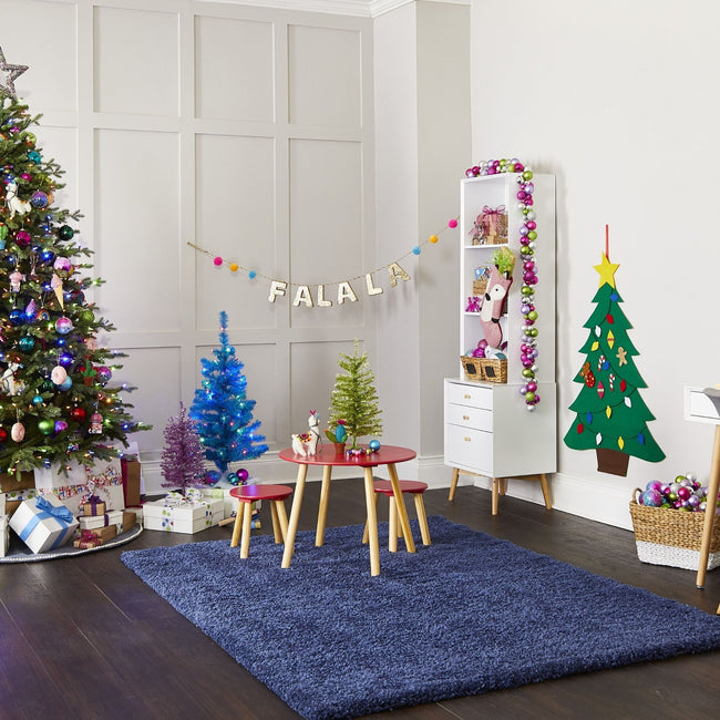 technology-Blue Table Top 3-Ft Christmas Tree - White/Multi-Color LED Lights