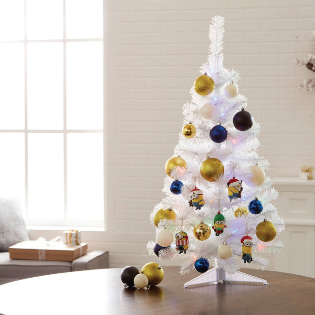 technology-White Table Top 3-Ft Christmas Tree - White/Multi-Color LED Lights