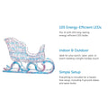 Iridescent Sleigh on Center Left of Image. 3 Feature Call Outs on Right Side of Image. White Background.