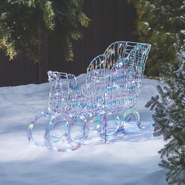 technology-Iridescent Sleigh Pre-Lit LED Christmas Lawn Décor