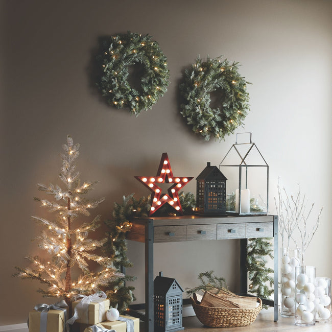 technology-Mini Pinecone 20-Inch Pre-Lit Christmas Wreath