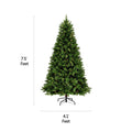 NOMA 7.5 Ft Collins Pine Christmas Tree with 300 Warm White LED Lights. Horizontal and Vertical Lines on Left Indicating Measurements. White Background