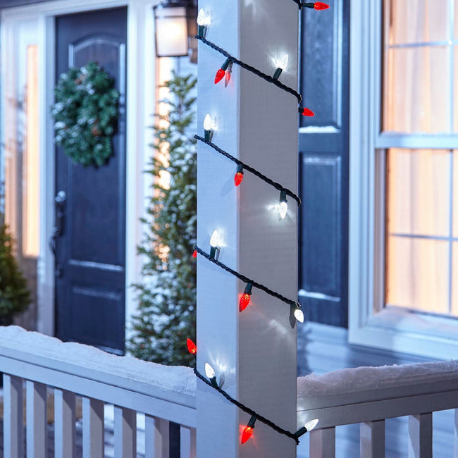 technology-C6 LED Christmas String Light - 70-Count - Red & White