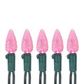 NOMA C6 String Lights 5 Pink Bulbs, Green Wire on White Background