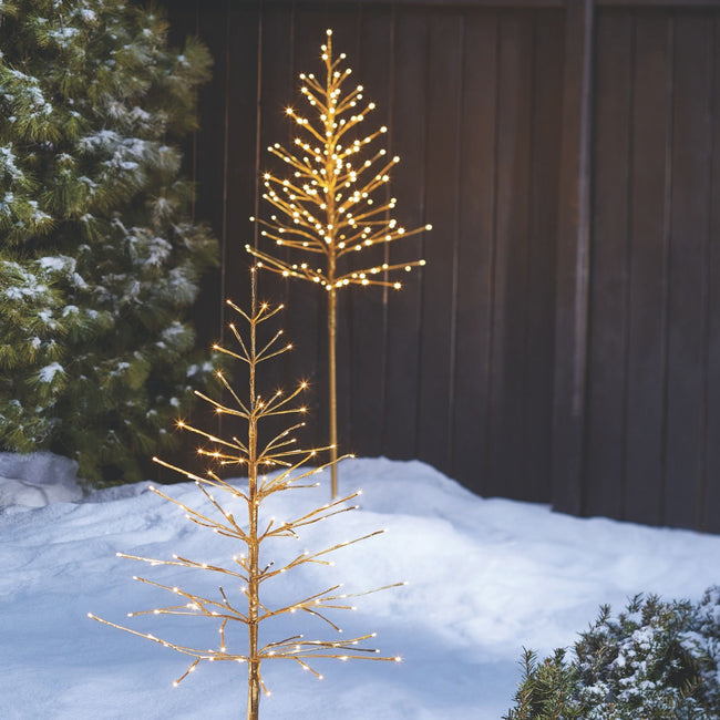 technology-Golden Trees Pre-Lit LED Christmas Lawn Décor - Warm White - 2 Pack