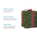 3 Feature Call Outs on Left Side of Image. 1 Winter Garden Gift Box in Center Right of Image. White Background.