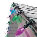 NOMA Purple, Blue & Green C9 Quick Clips - 24 Count, Attached to Roof on White Background