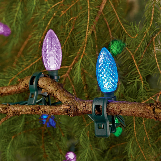 technology-Quick Clip™ C9 LED Christmas String Lights - 24-Count - Purple, Blue & Green