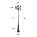 Nobela Outdoor Lamp Post / Street Light Waterproof Three-Head Up Facing - 7 Ft - Black