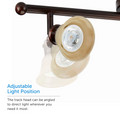 Close up on Stratford Track Lighting head and its different adjustable light positions. Can be angled to direct light wherever you need