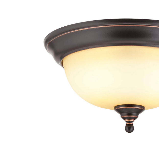 technology-Flush Mount Ceiling Light With Amber Glass Shade - 13