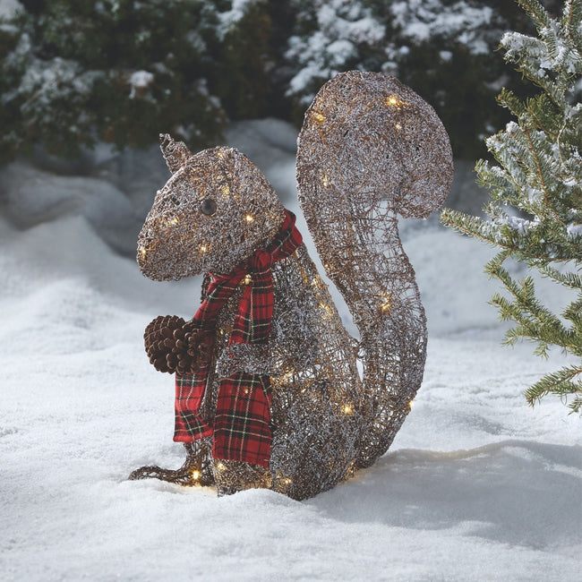 technology-Frosted Squirrel Pre-Lit Christmas Lawn Décor