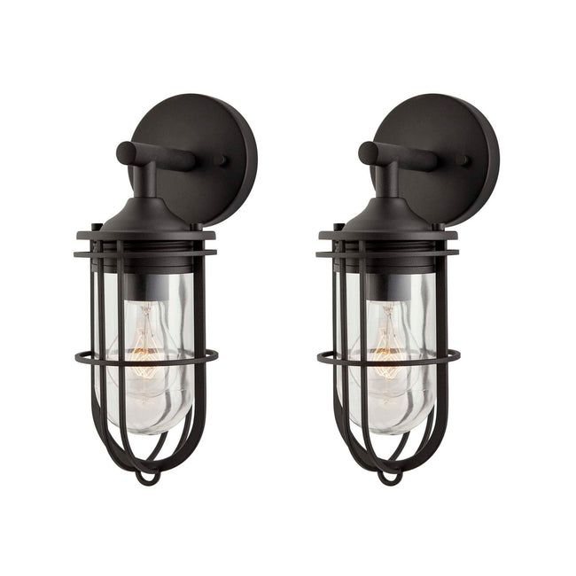 technology-Dupont Outdoor Wall Lantern / Sconce Down-Facing Waterproof Light - 2 Pack - Black