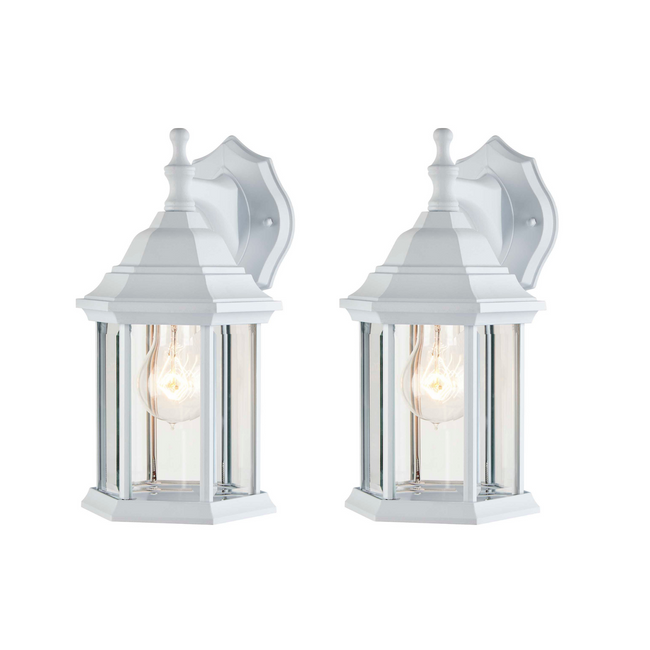 technology-Hampshire Outdoor Wall Lantern / Sconce Down-Facing Coach Style Waterproof Light - 2 Pack - White