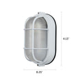 Marine Bulkhead Outdoor Wall Lantern / Sconce Oval Waterproof Light - White with dimensions of 4.13" x 8.25"