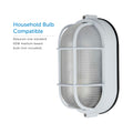 Marine Bulkhead Lantern on a white background angled to the left displaying the bulb inside