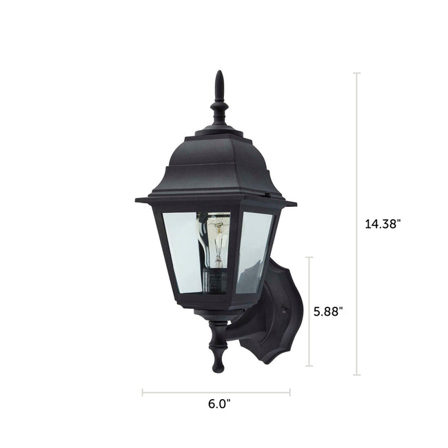 Coach Outdoor Wall Lantern / Sconce Reversible Waterproof Light - Black with dimensions of 14.38" x 6.0" 