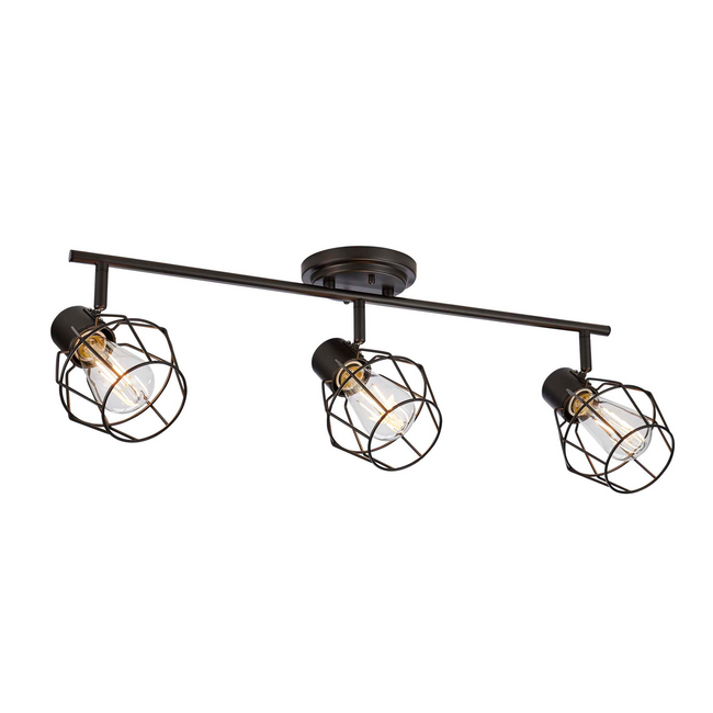 Keele Track Lighting Kit LED Adjustable Ceiling Fixture - 3-Light - Oil Rubbed Bronze placed on a white background 