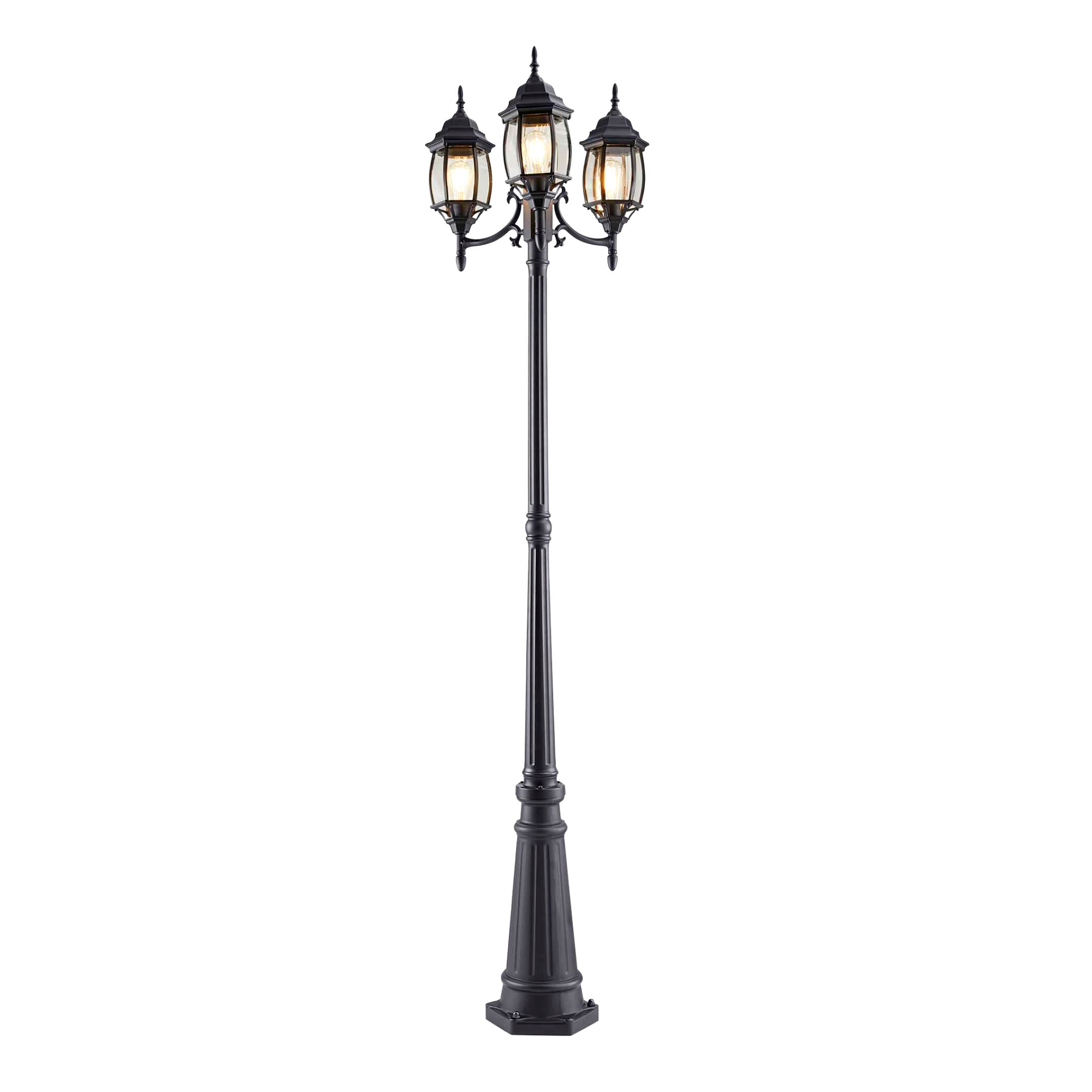 Nobela Outdoor Lamp Post Street Light Waterproof Three Head Up Facing 7 Ft Black