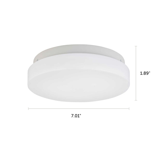 LED Flush Mount Ceiling Light With Frosted White Shade - 7" Width - Brushed Nickel